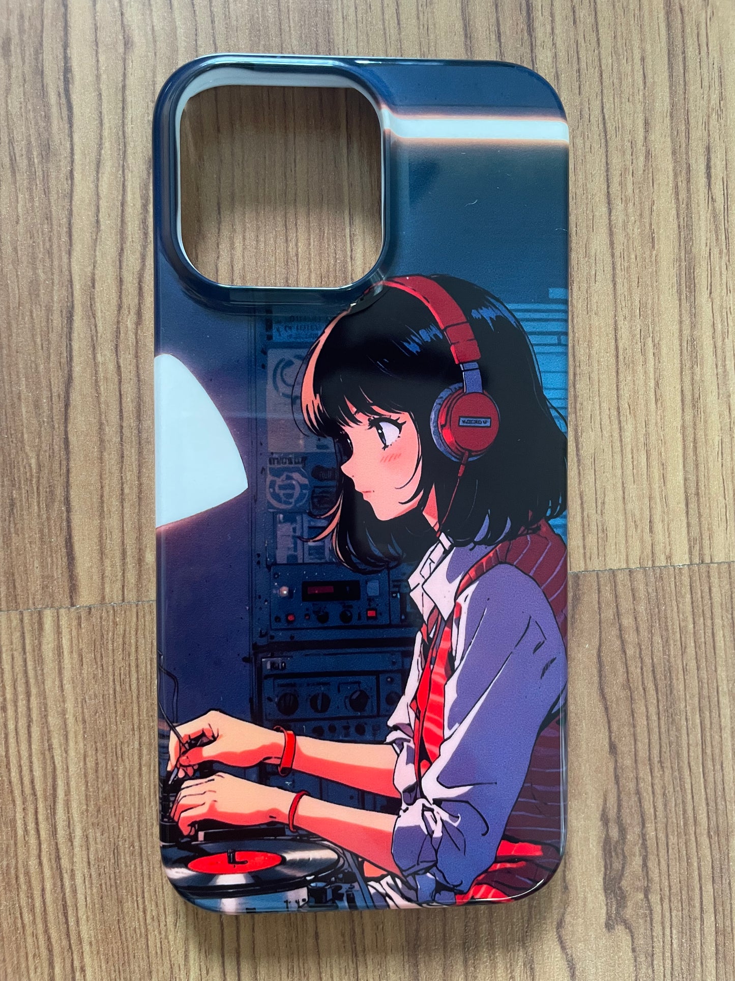 Retro Anime Style Girl Wearing Headphone Phone Case